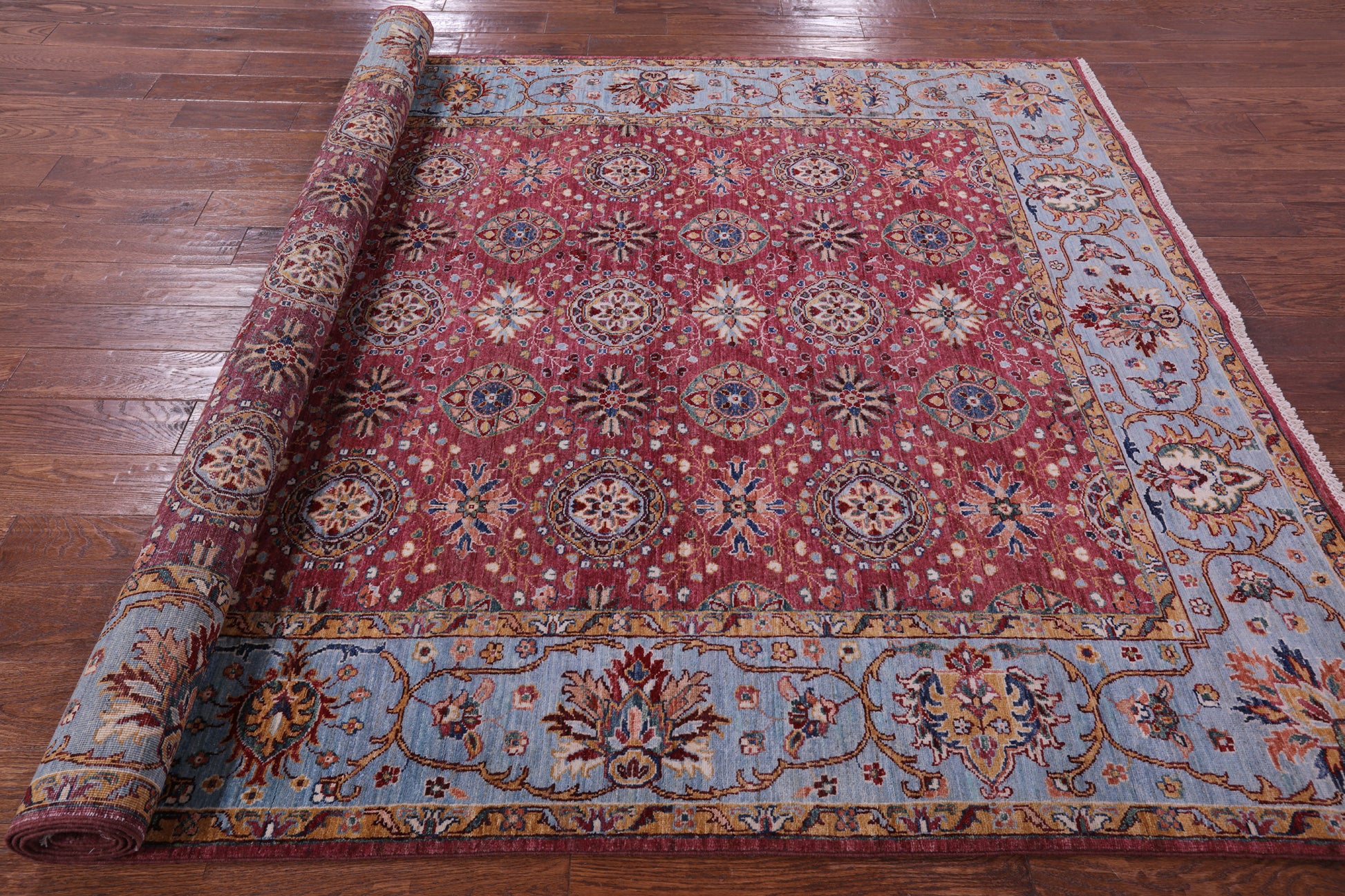 Pink Persian Tabriz Handmade Wool Rug - 6' 8" X 10' 3" - Golden Nile