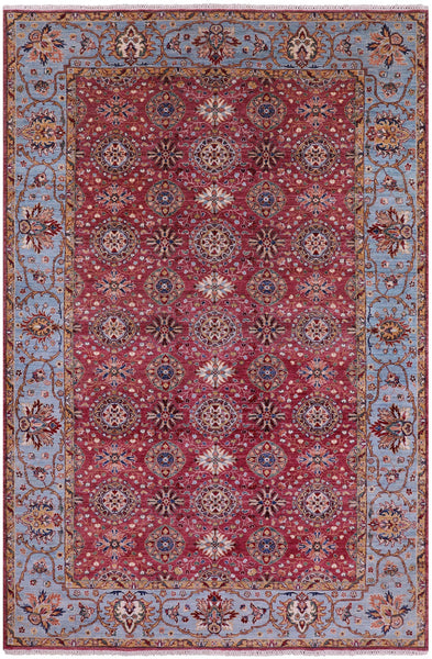 Pink Persian Tabriz Handmade Wool Rug - 6' 8" X 10' 3" - Golden Nile