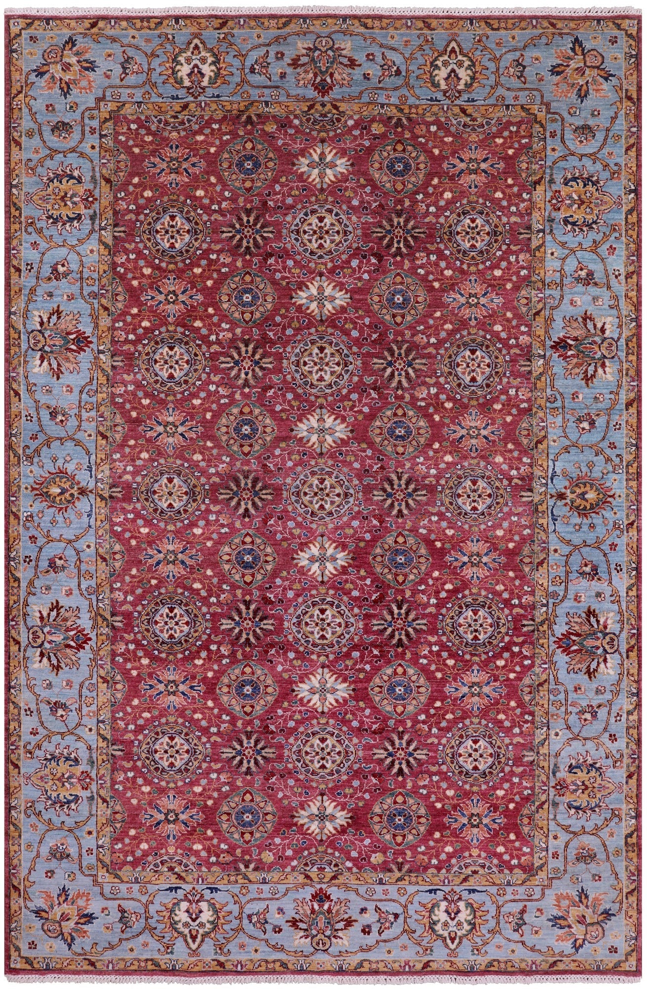 Pink Persian Tabriz Handmade Wool Rug - 6' 8" X 10' 3" - Golden Nile