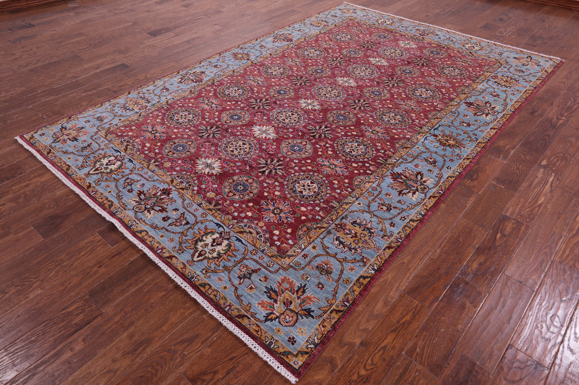 Pink Persian Tabriz Handmade Wool Rug - 6' 8" X 10' 3" - Golden Nile