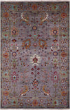 Grey Peshawar Hand Knotted Wool Rug - 5' 8" X 8' 8" - Golden Nile