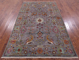 Grey Peshawar Hand Knotted Wool Rug - 5' 8" X 8' 8" - Golden Nile