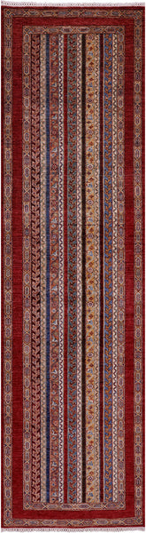 Shall Persian Gabbeh Hand Knotted Wool Runner Rug - 2' 9" X 10' 1" - Golden Nile