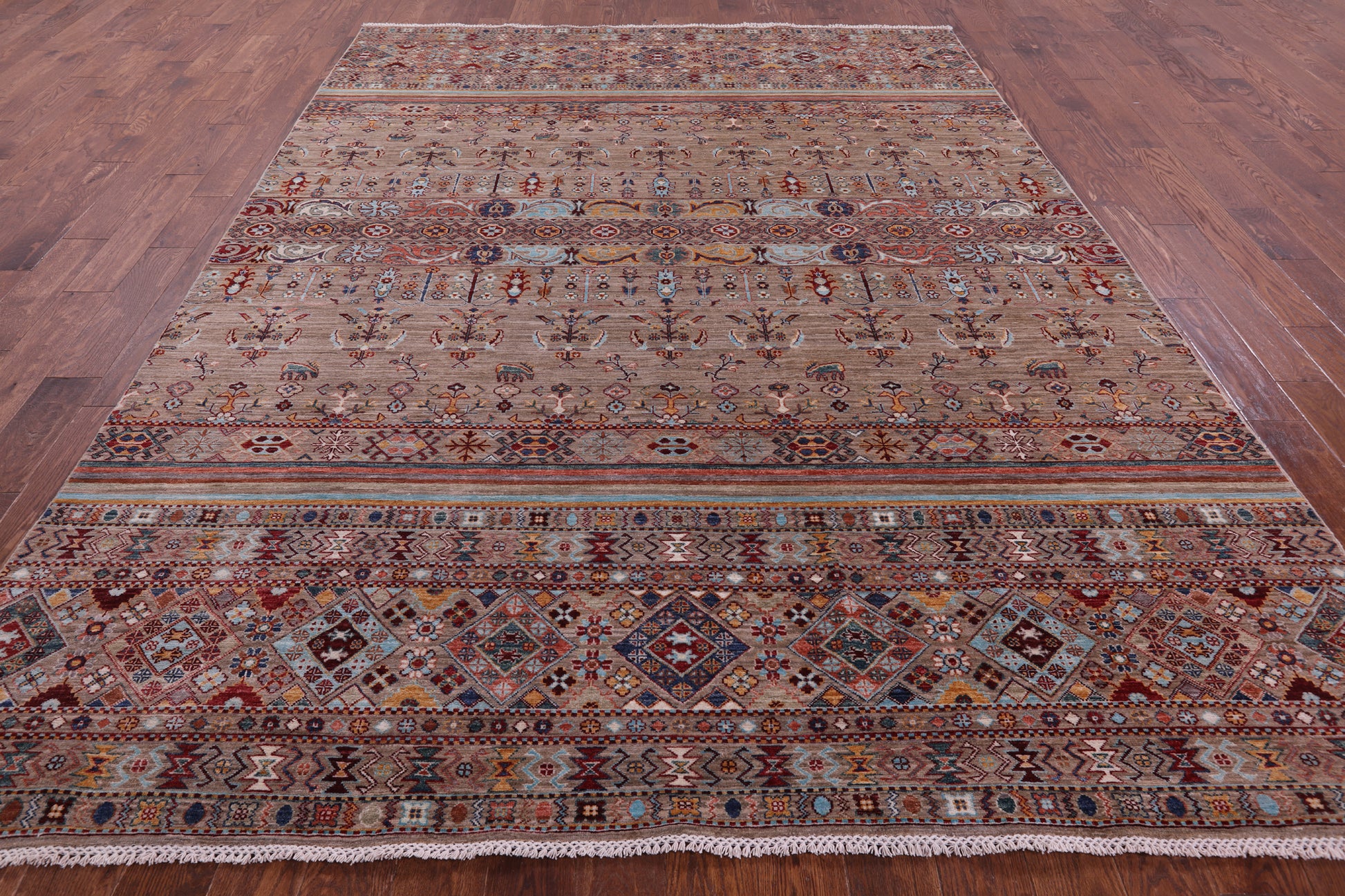 Khorjin Persian Gabbeh Hand Knotted Wool Rug - 8' 1" X 10' 10" - Golden Nile