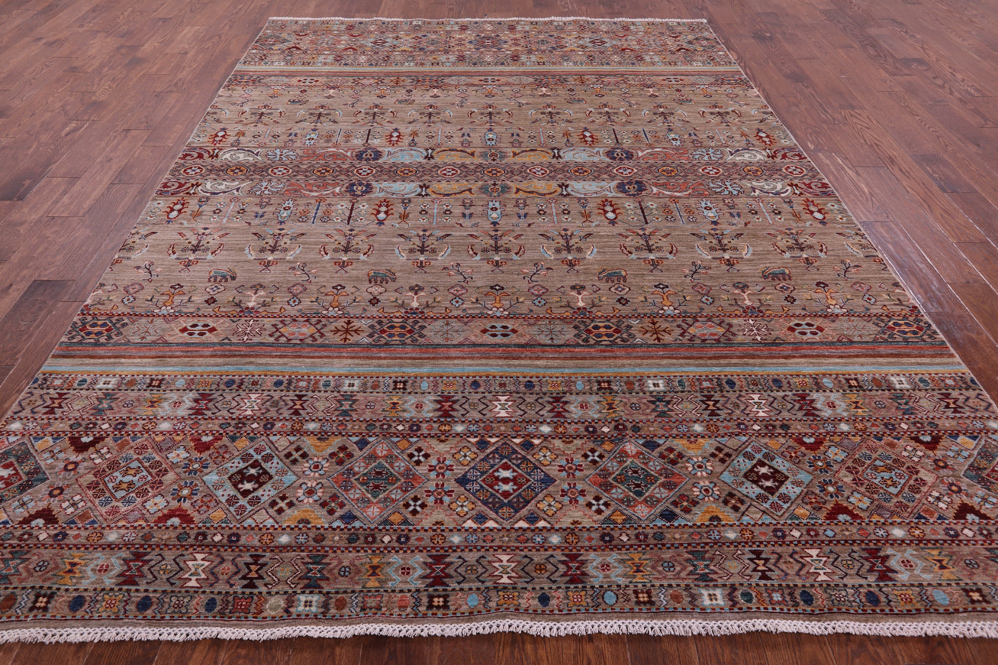 Khorjin Persian Gabbeh Hand Knotted Wool Rug - 8' 1" X 10' 10" - Golden Nile