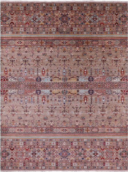 Khorjin Persian Gabbeh Hand Knotted Wool Rug - 8' 1" X 10' 10" - Golden Nile