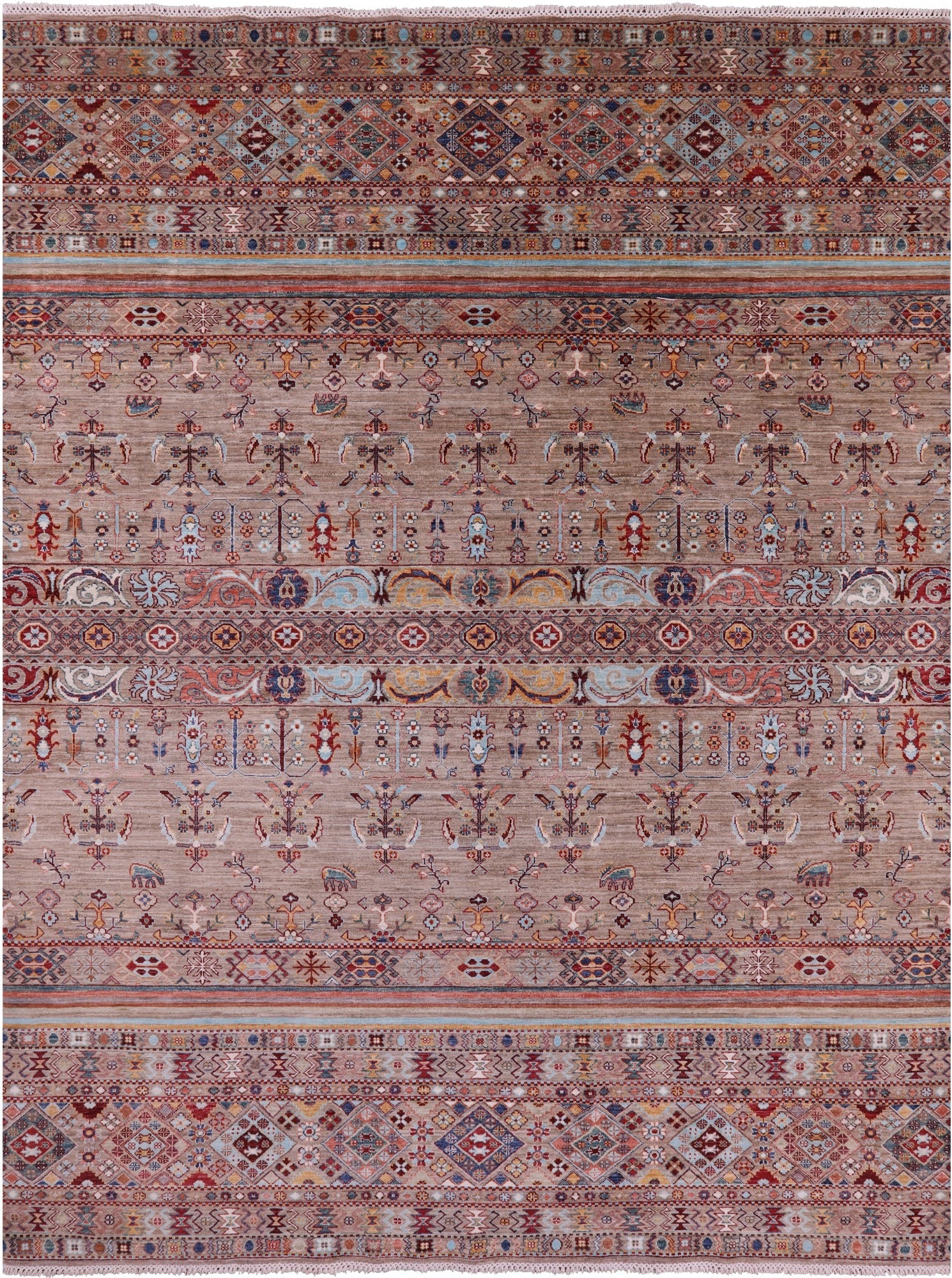 Khorjin Persian Gabbeh Hand Knotted Wool Rug - 8' 1" X 10' 10" - Golden Nile