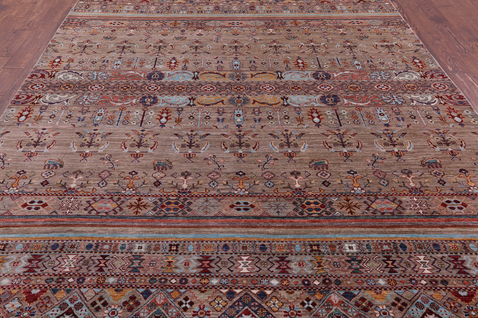 Khorjin Persian Gabbeh Hand Knotted Wool Rug - 8' 1" X 10' 10" - Golden Nile