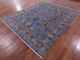 Blue Persian Fine Serapi Hand Knotted Wool Rug - 8' 0" X 9' 10" - Golden Nile