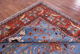 Blue Persian Fine Serapi Handmade Wool Rug - 9' 1" X 11' 9" - Golden Nile