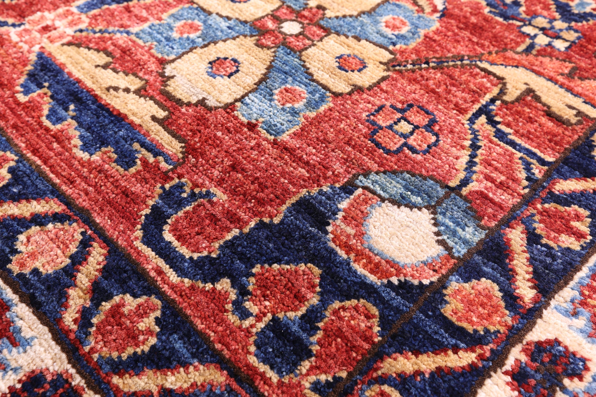 Blue Persian Fine Serapi Handmade Wool Rug - 9' 1" X 11' 9" - Golden Nile