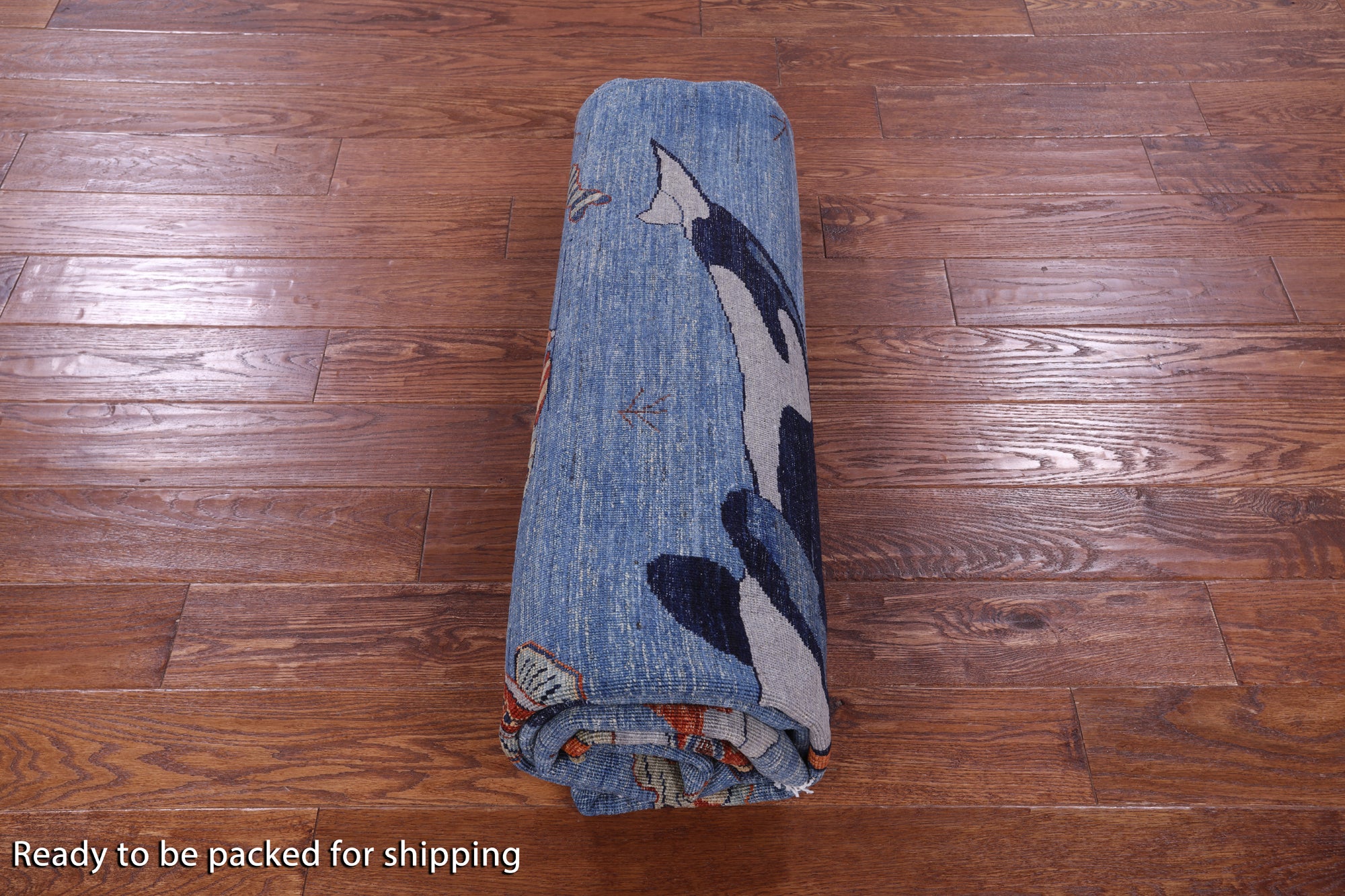 Blue Fish Design Persian Gabbeh Hand Knotted Wool Rug - 6' 1" X 8' 10" - Golden Nile