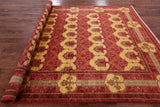 Red William Morris Handmade Wool Area Rug - 8' 2" X 9' 8" - Golden Nile