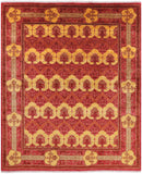 Red William Morris Handmade Wool Area Rug - 8' 2" X 9' 8" - Golden Nile