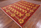 Red William Morris Handmade Wool Area Rug - 8' 2" X 9' 8" - Golden Nile