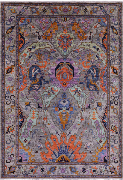 Grey Persian Fine Serapi Hand Knotted Wool Rug - 6' 1" X 8' 10" - Golden Nile