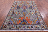 Grey Persian Fine Serapi Hand Knotted Wool Rug - 6' 1" X 8' 10" - Golden Nile