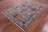 Grey Persian Fine Serapi Hand Knotted Wool Rug - 6' 1" X 8' 10" - Golden Nile