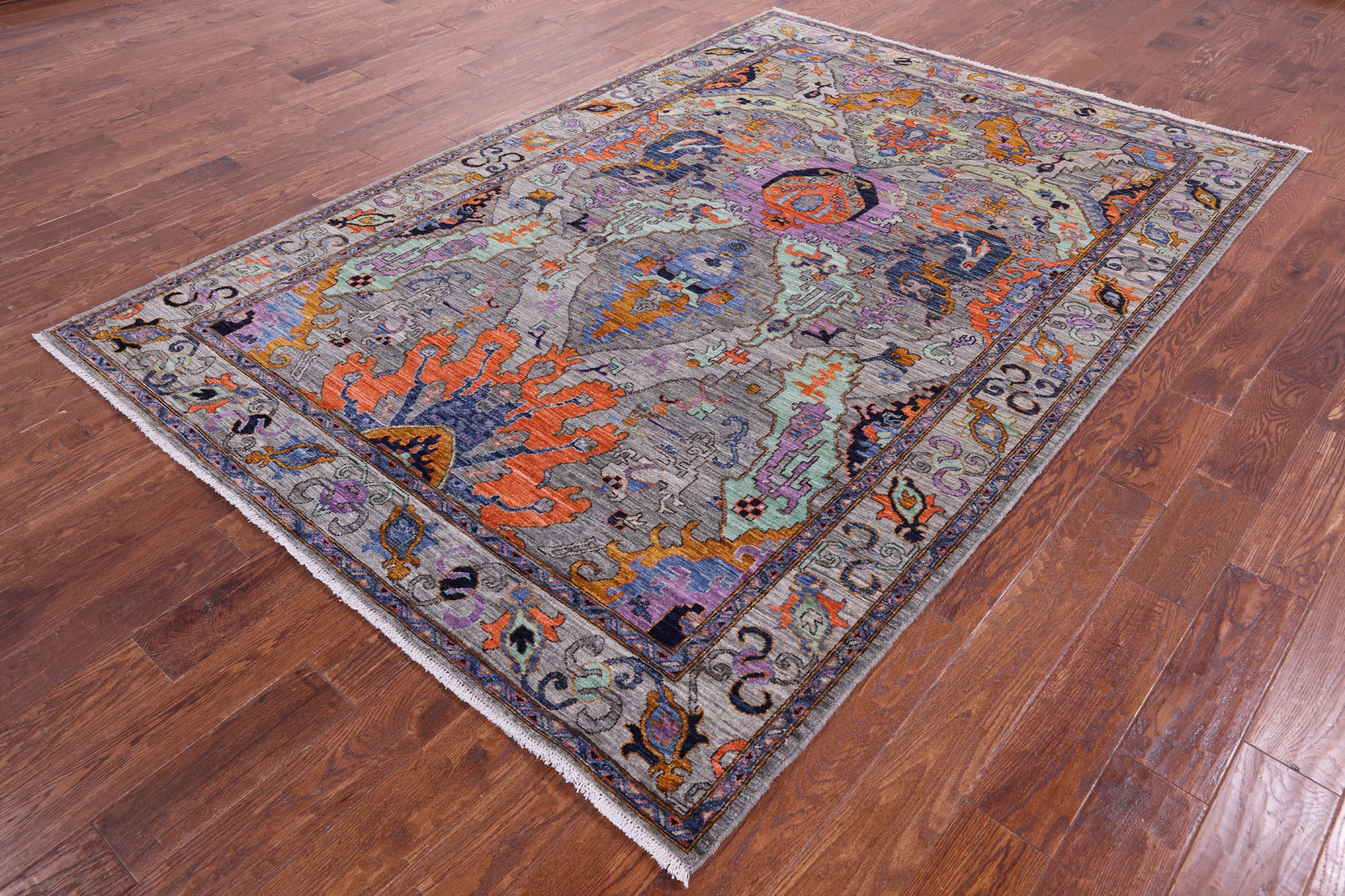 Grey Persian Fine Serapi Hand Knotted Wool Rug - 6' 1" X 8' 10" - Golden Nile