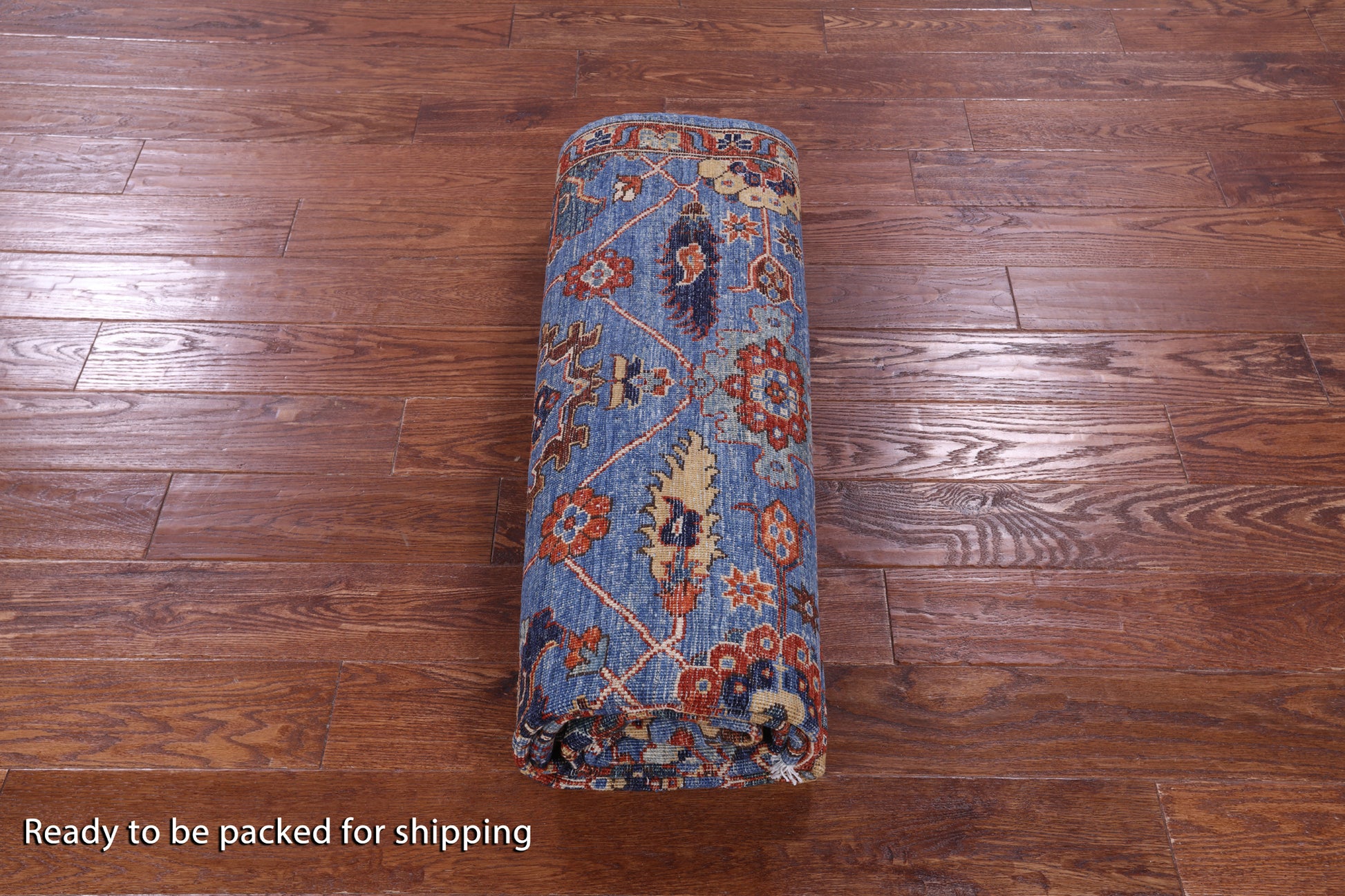 Blue Persian Fine Serapi Hand Knotted Wool Rug - 5' 10" X 9' 4" - Golden Nile