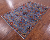 Blue Persian Fine Serapi Hand Knotted Wool Rug - 5' 10" X 9' 4" - Golden Nile