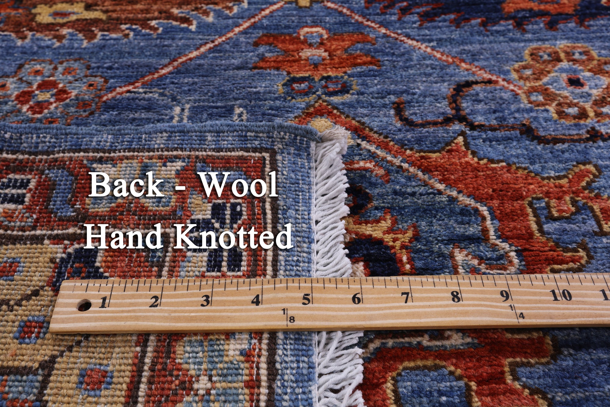 Blue Persian Fine Serapi Hand Knotted Wool Rug - 5' 10" X 9' 4" - Golden Nile