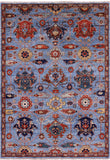 Blue Persian Fine Serapi Hand Knotted Wool Rug - 4' 10" X 6' 10" - Golden Nile
