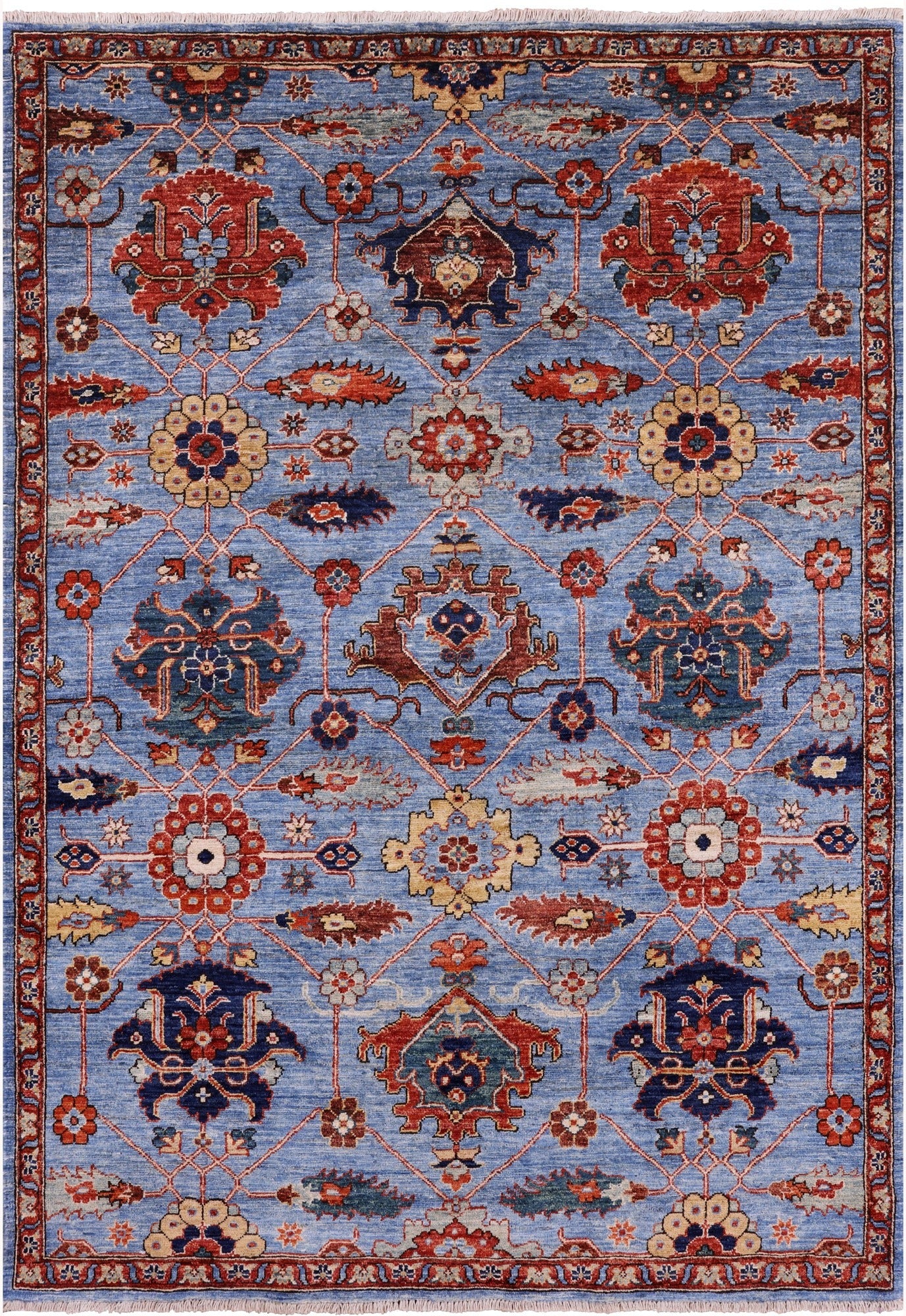 Blue Persian Fine Serapi Hand Knotted Wool Rug - 4' 10" X 6' 10" - Golden Nile