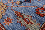 Blue Persian Fine Serapi Hand Knotted Wool Rug - 4' 10" X 6' 10" - Golden Nile