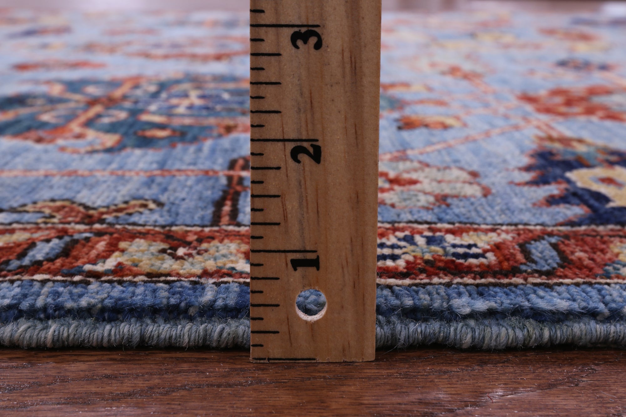 Blue Persian Fine Serapi Hand Knotted Wool Rug - 4' 10" X 6' 10" - Golden Nile