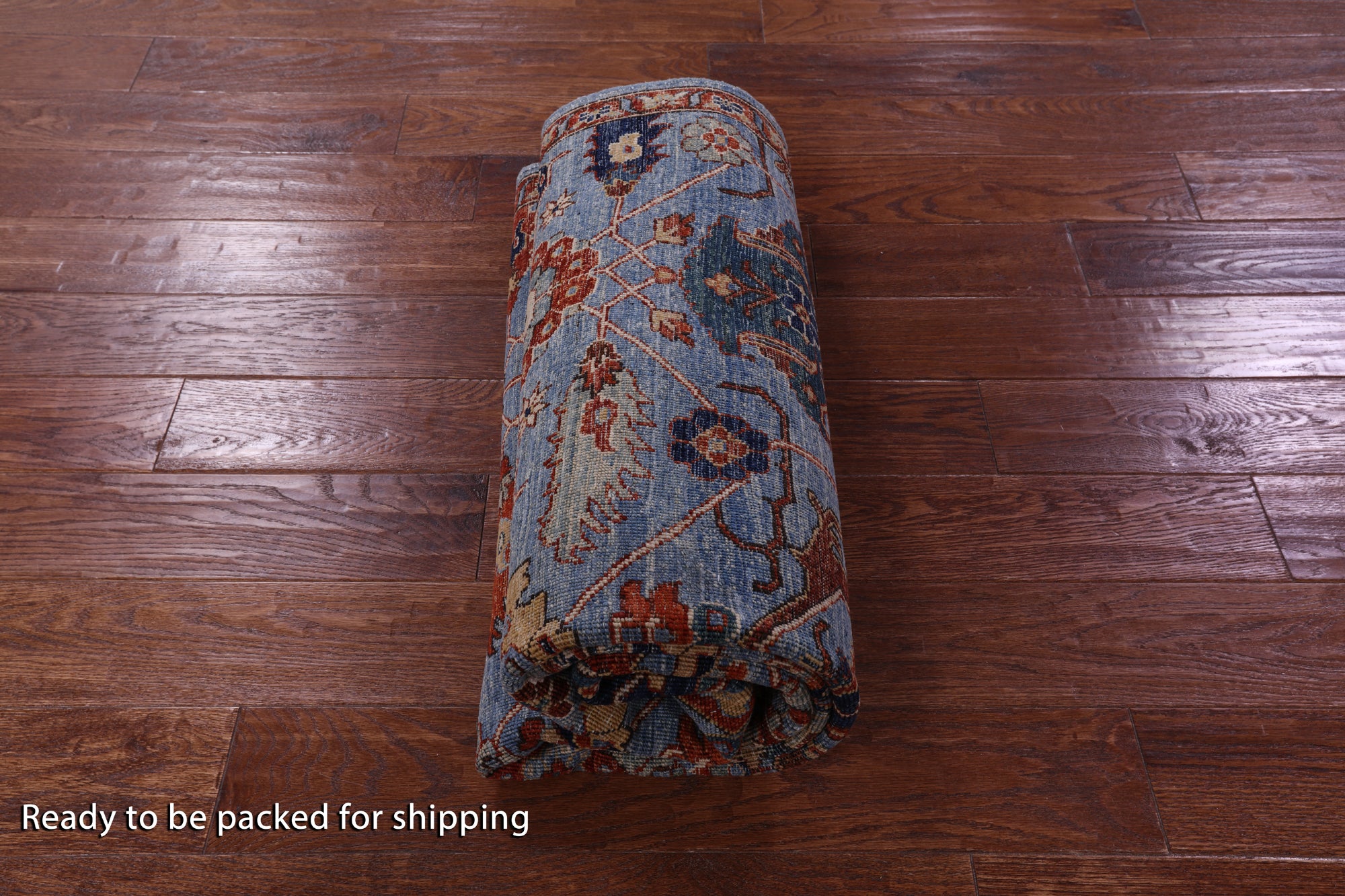 Blue Persian Fine Serapi Hand Knotted Wool Rug - 4' 10" X 6' 10" - Golden Nile