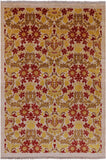 Ivory William Morris Hand Knotted Wool Area Rug - 6' 3" X 8' 10" - Golden Nile