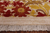 Ivory William Morris Hand Knotted Wool Area Rug - 6' 3" X 8' 10" - Golden Nile