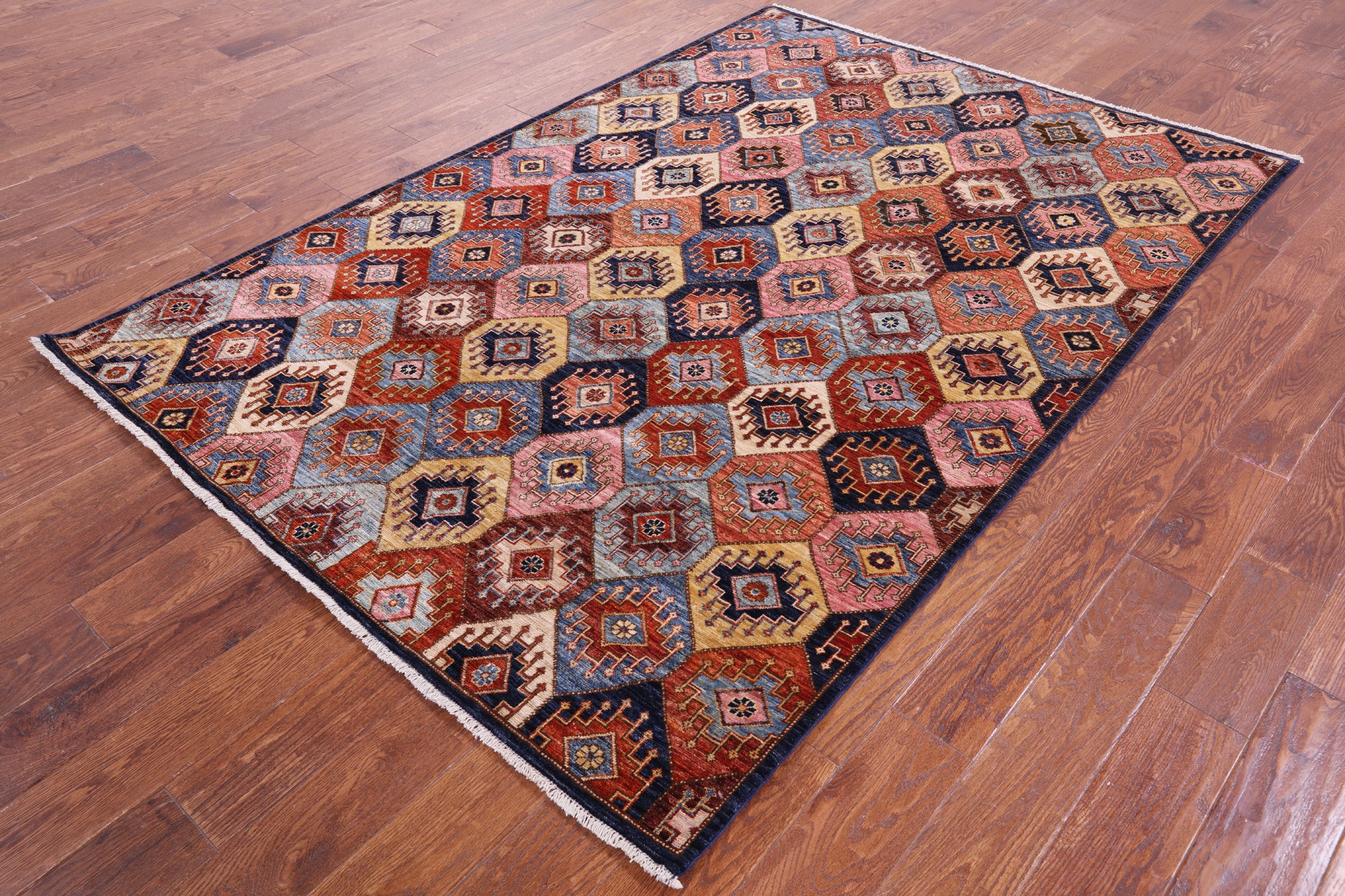 Shall Persian Gabbeh Hand Knotted Wool Rug - 5' 3" X 7' 8" - Golden Nile