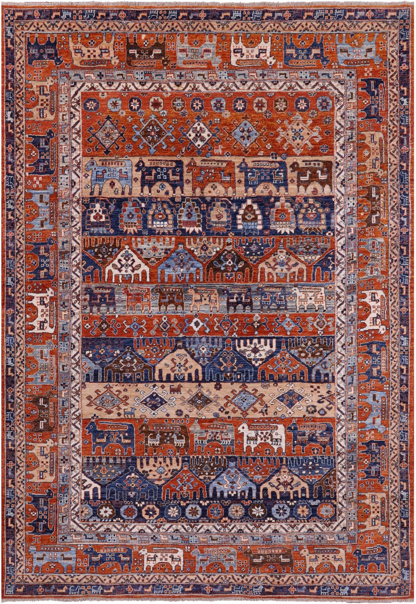 Tribal Persian Gabbeh Handmade Wool Rug - 6' 2" X 9' 2" - Golden Nile