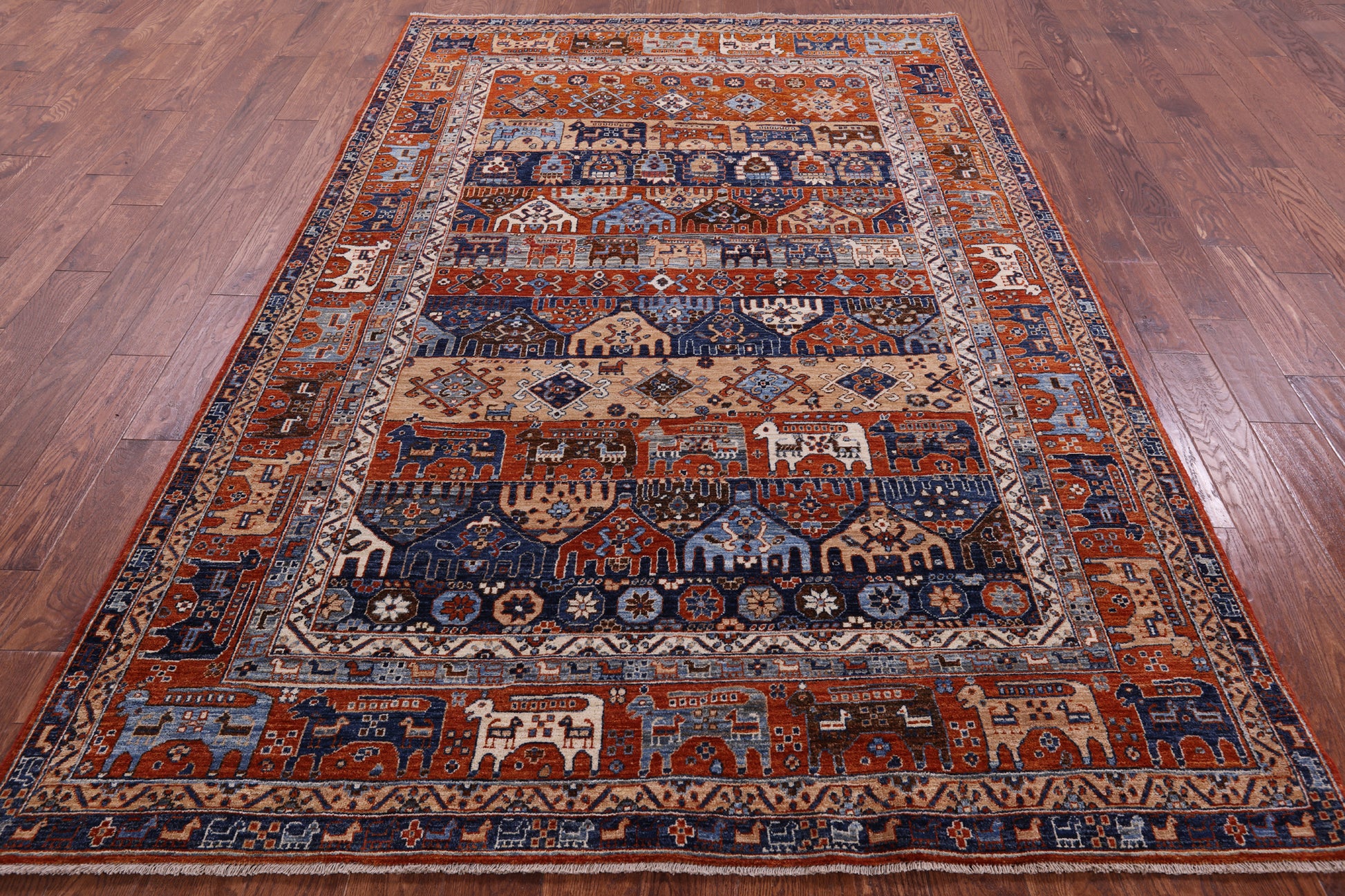 Tribal Persian Gabbeh Handmade Wool Rug - 6' 2" X 9' 2" - Golden Nile
