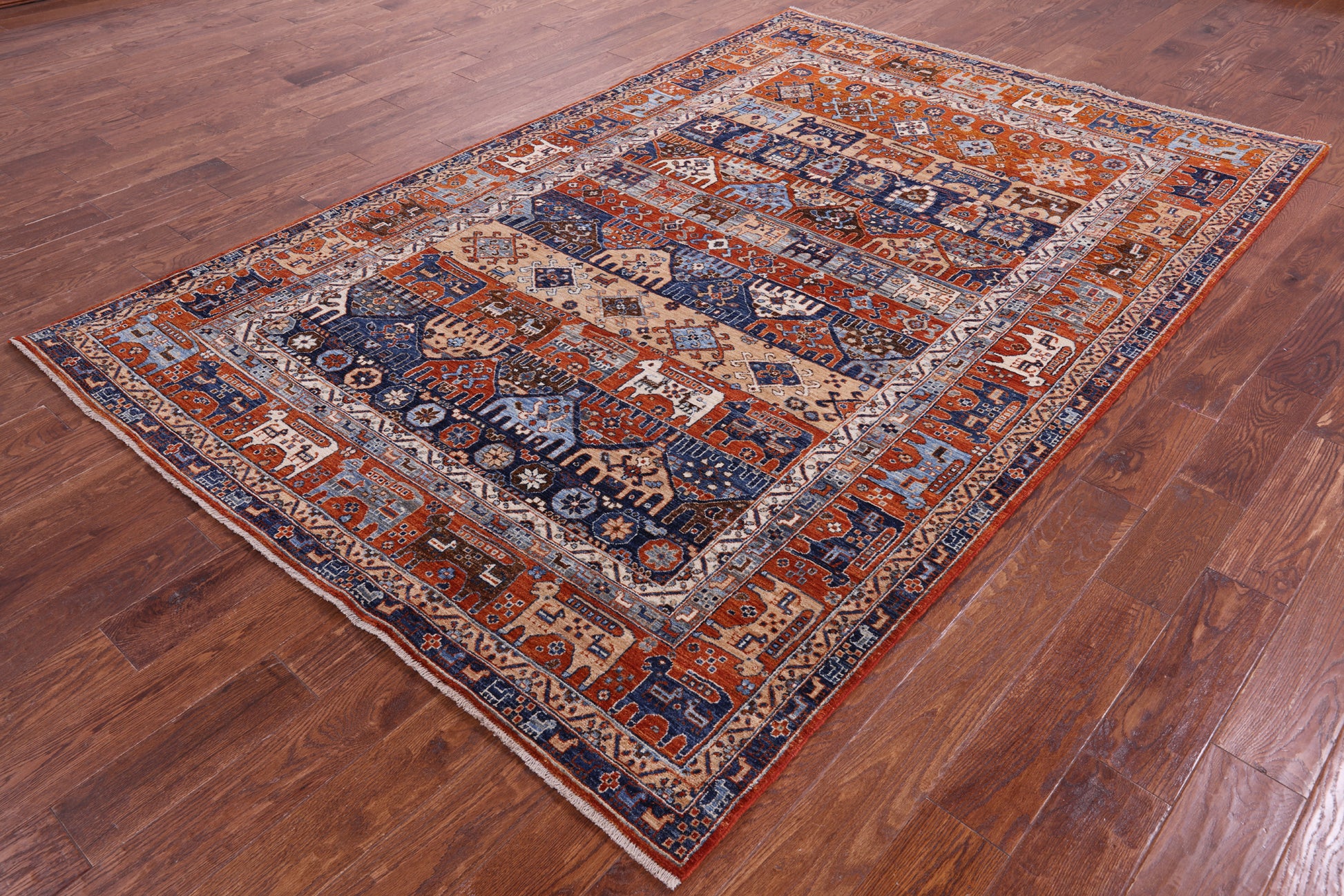 Tribal Persian Gabbeh Handmade Wool Rug - 6' 2" X 9' 2" - Golden Nile