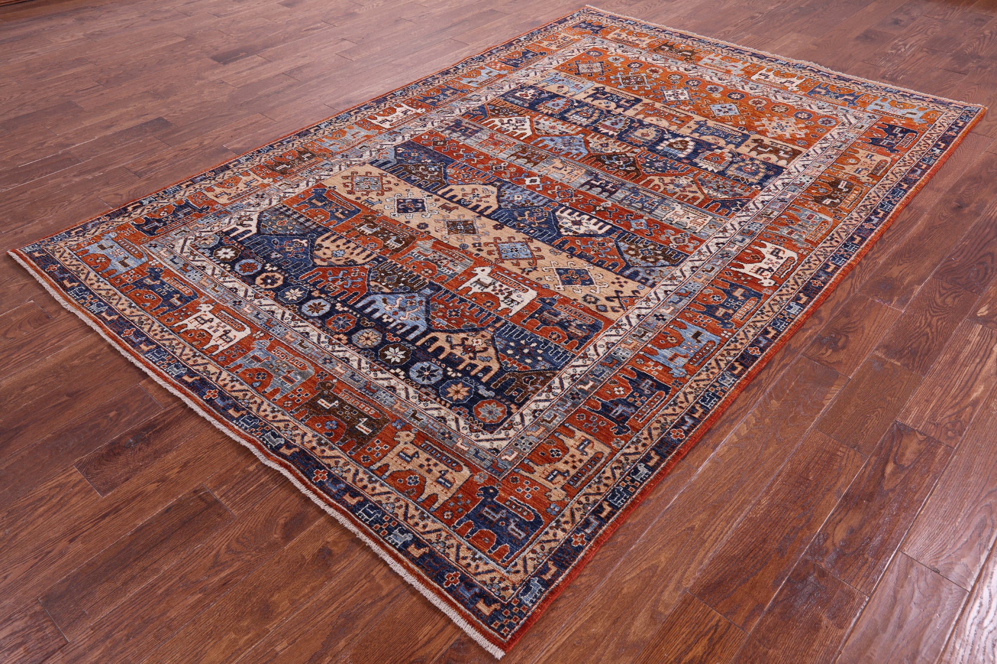 Tribal Persian Gabbeh Handmade Wool Rug - 6' 2" X 9' 2" - Golden Nile