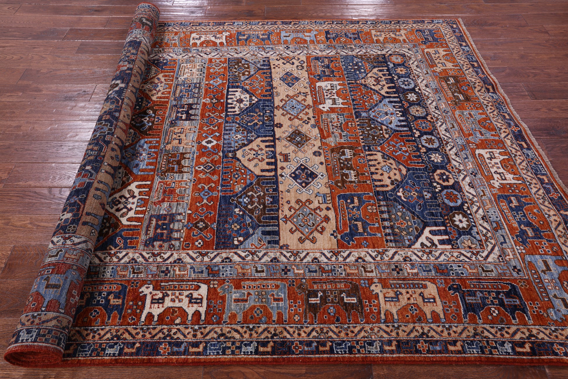 Tribal Persian Gabbeh Handmade Wool Rug - 6' 2" X 9' 2" - Golden Nile