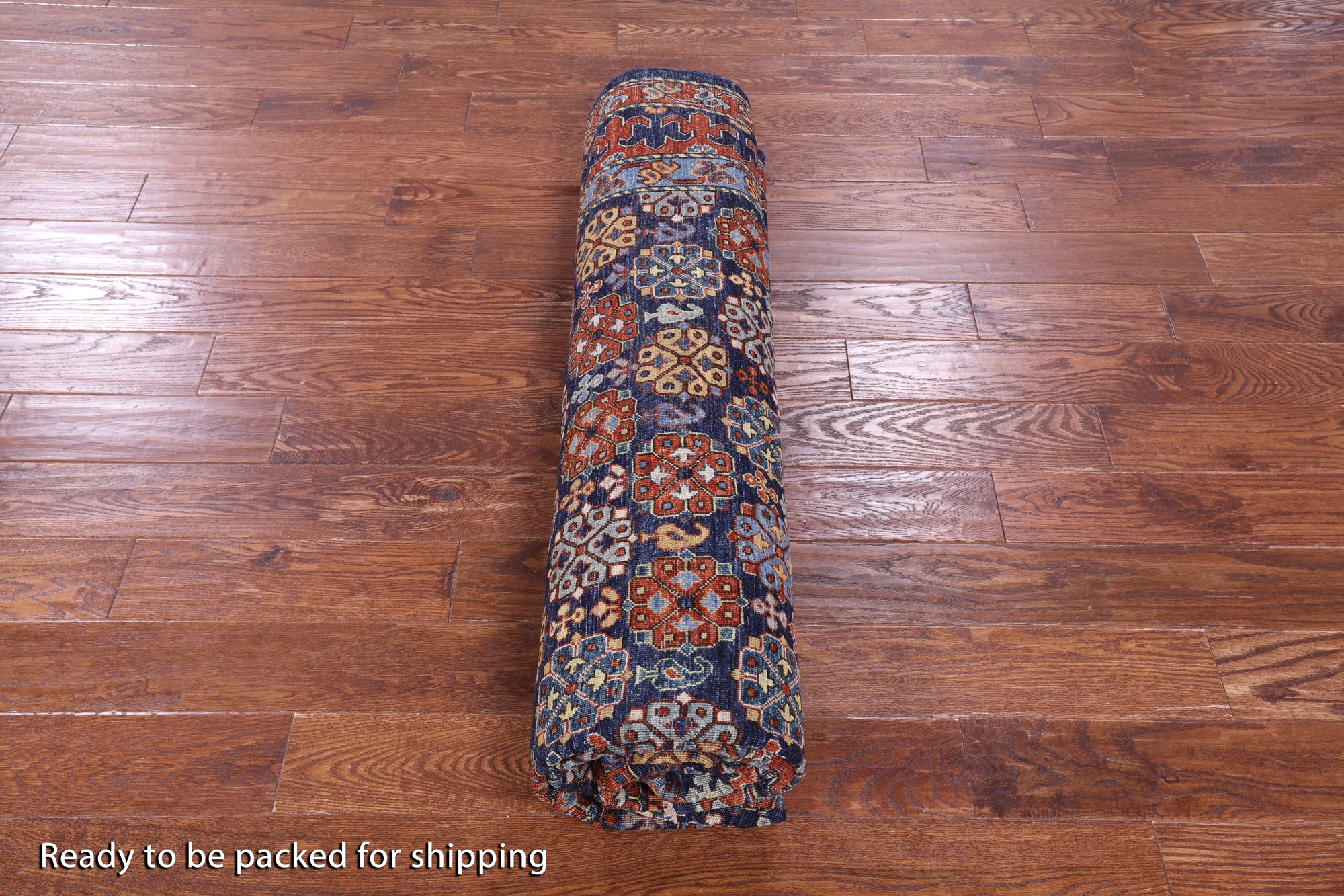 Blue Turkmen Ersari Hand Knotted Wool Rug - 7' 11" X 9' 9" - Golden Nile