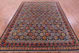 Blue Turkmen Ersari Hand Knotted Wool Rug - 7' 11" X 9' 9" - Golden Nile