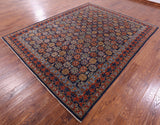 Blue Turkmen Ersari Hand Knotted Wool Rug - 7' 11" X 9' 9" - Golden Nile
