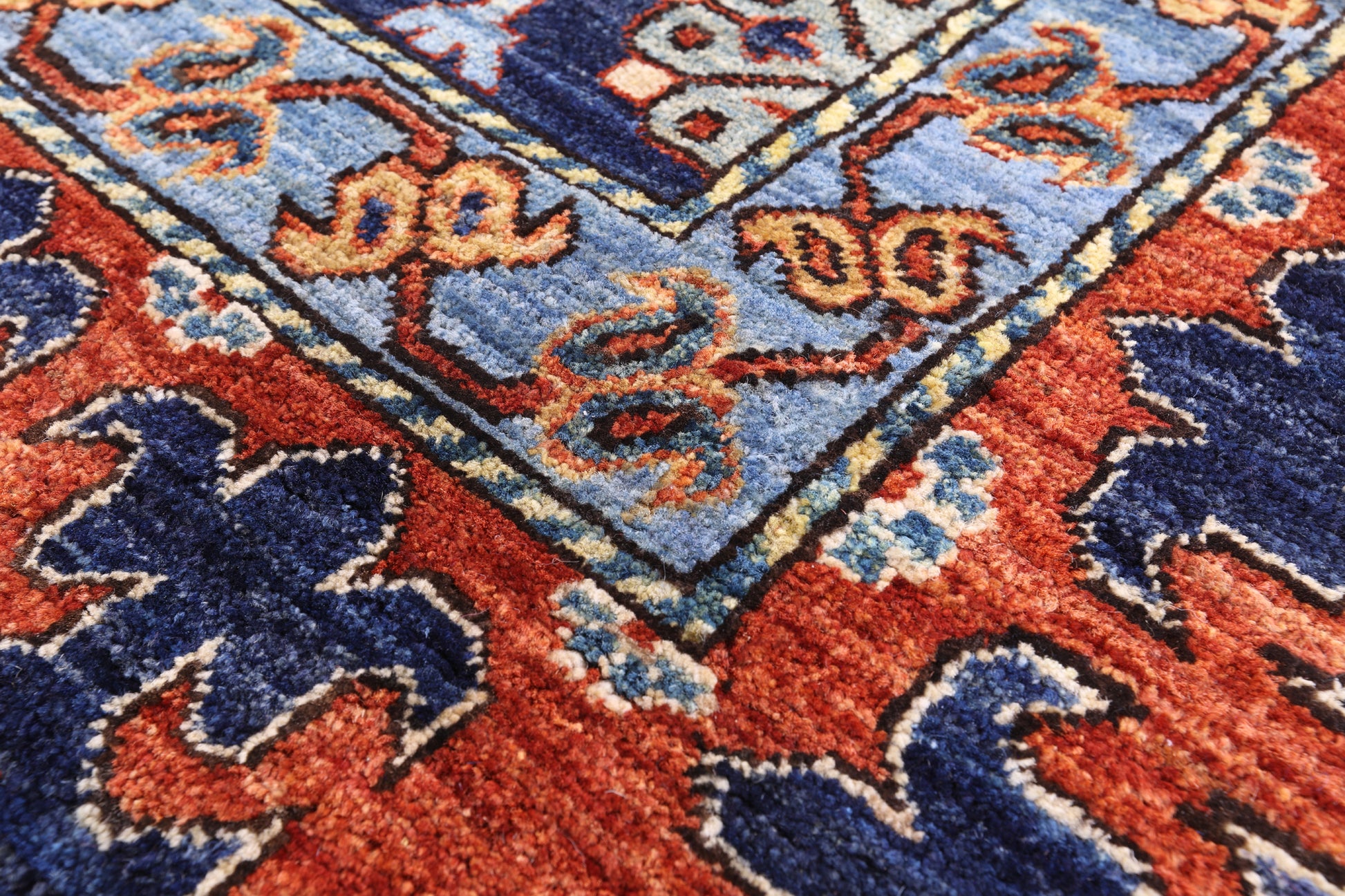 Blue Turkmen Ersari Hand Knotted Wool Rug - 7' 11" X 9' 9" - Golden Nile