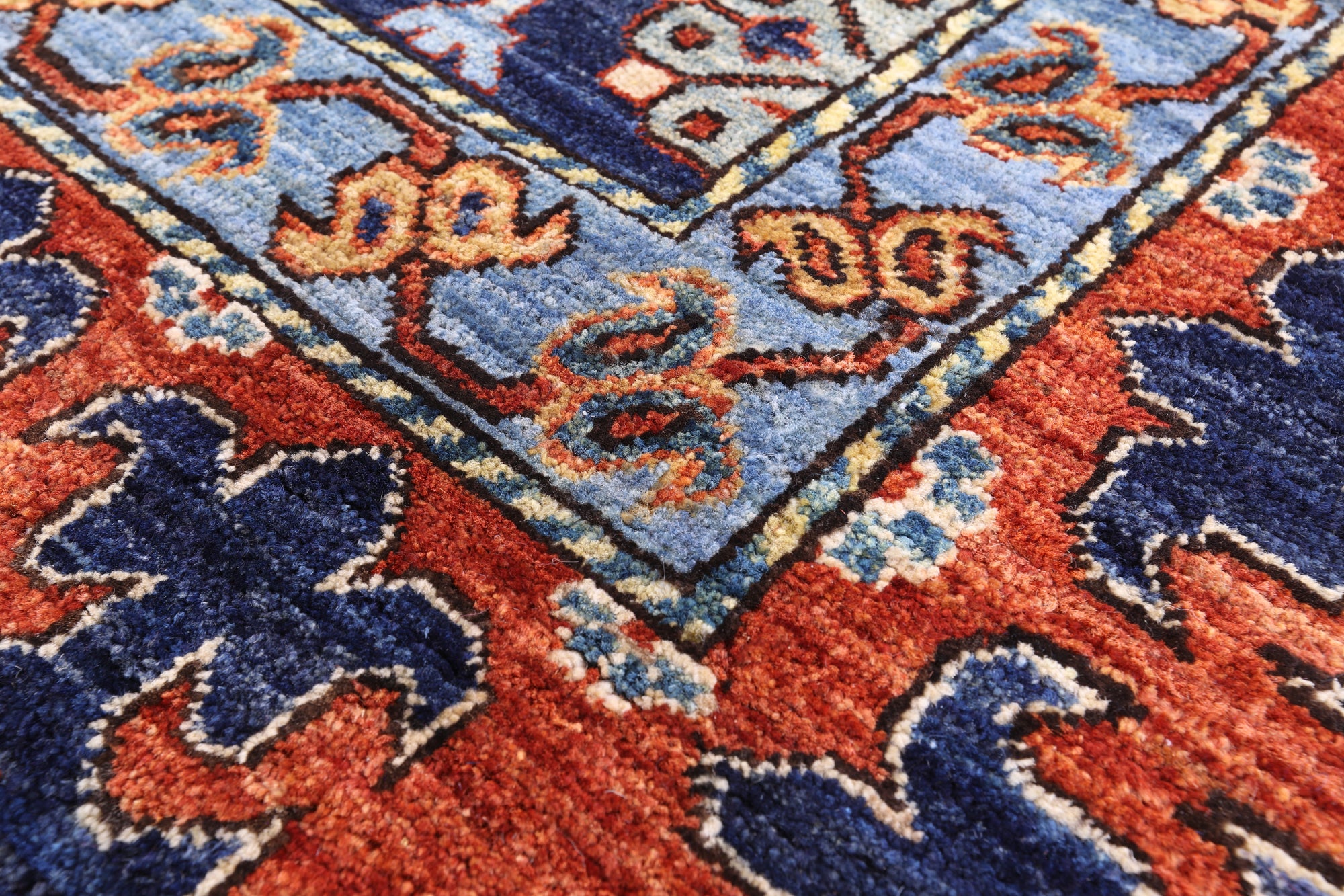 Blue Turkmen Ersari Hand Knotted Wool Rug - 7' 11" X 9' 9" - Golden Nile