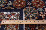 Blue Turkmen Ersari Hand Knotted Wool Rug - 7' 11" X 9' 9" - Golden Nile