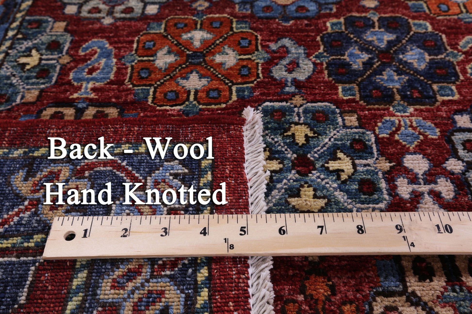 Red Turkmen Ersari Hand Knotted Wool Rug - 7' 10" X 9' 10" - Golden Nile