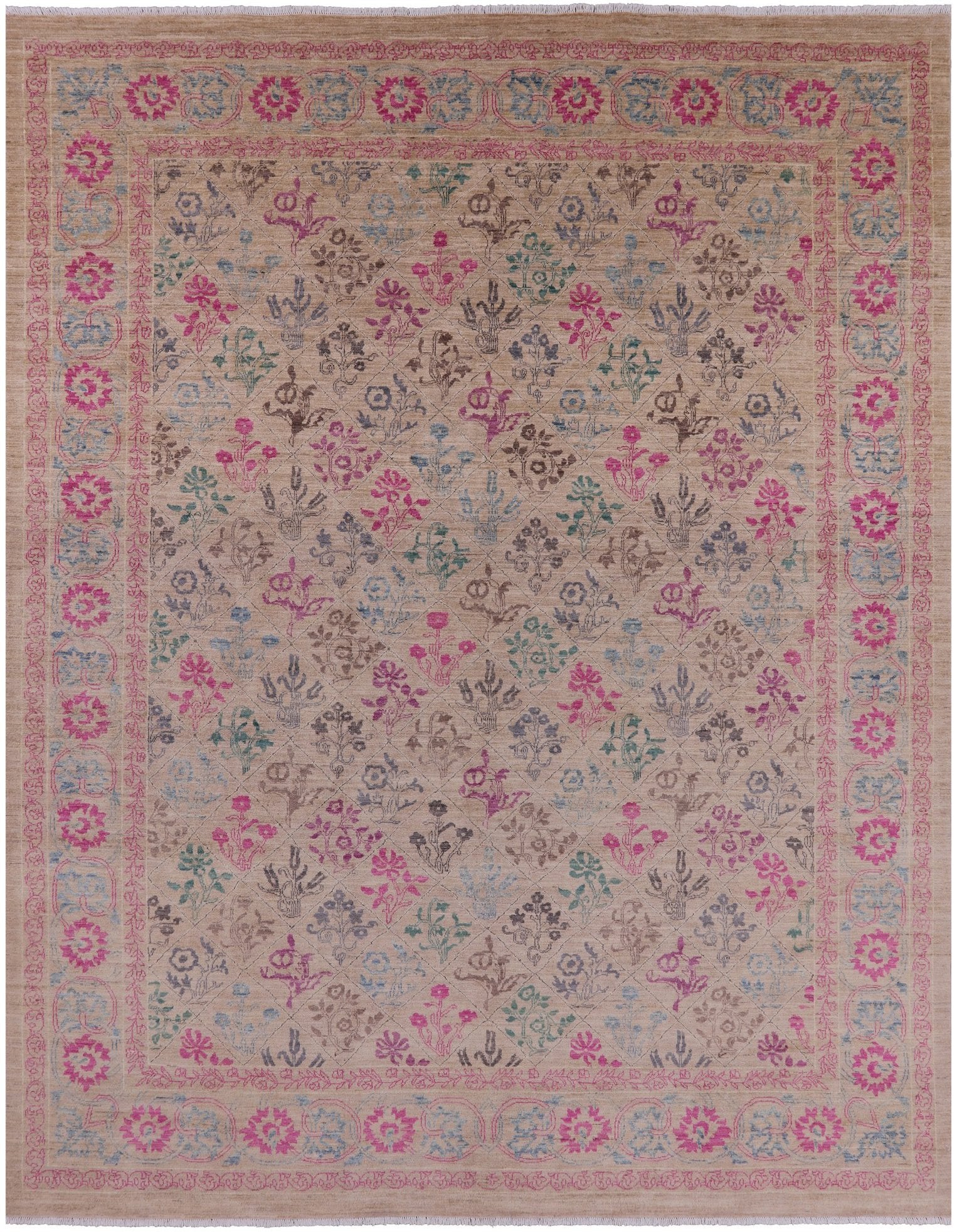 William Morris Handmade Wool Area Rug - 9' 1" X 11' 9" - Golden Nile