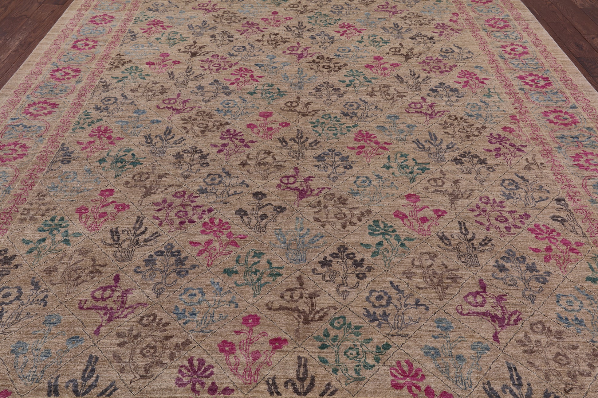 William Morris Handmade Wool Area Rug - 9' 1" X 11' 9" - Golden Nile