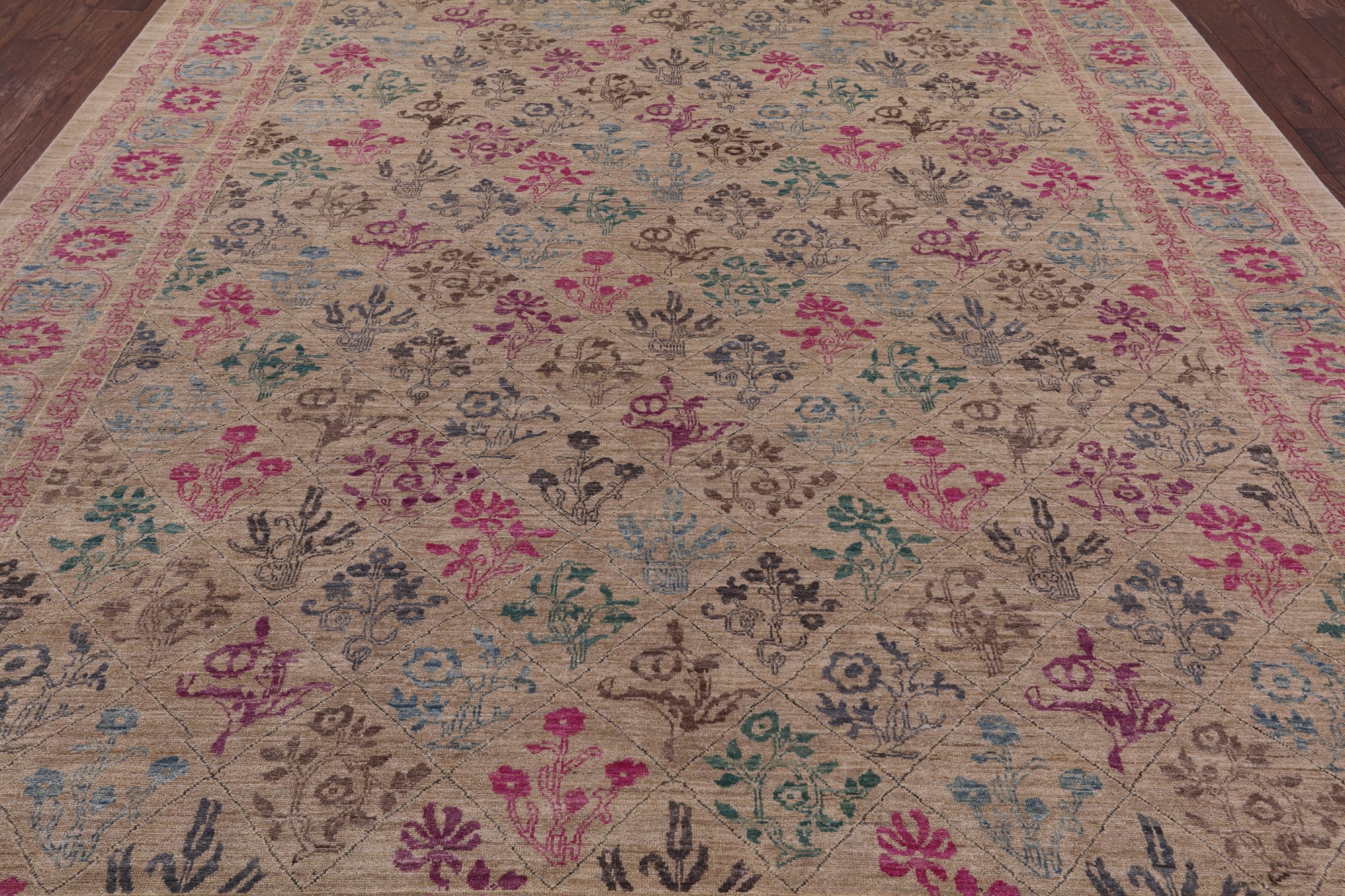 William Morris Handmade Wool Area Rug - 9' 1" X 11' 9" - Golden Nile