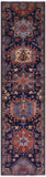 Blue Persian Fine Serapi Hand Knotted Wool Runner Rug - 2' 7" X 10' 1" - Golden Nile